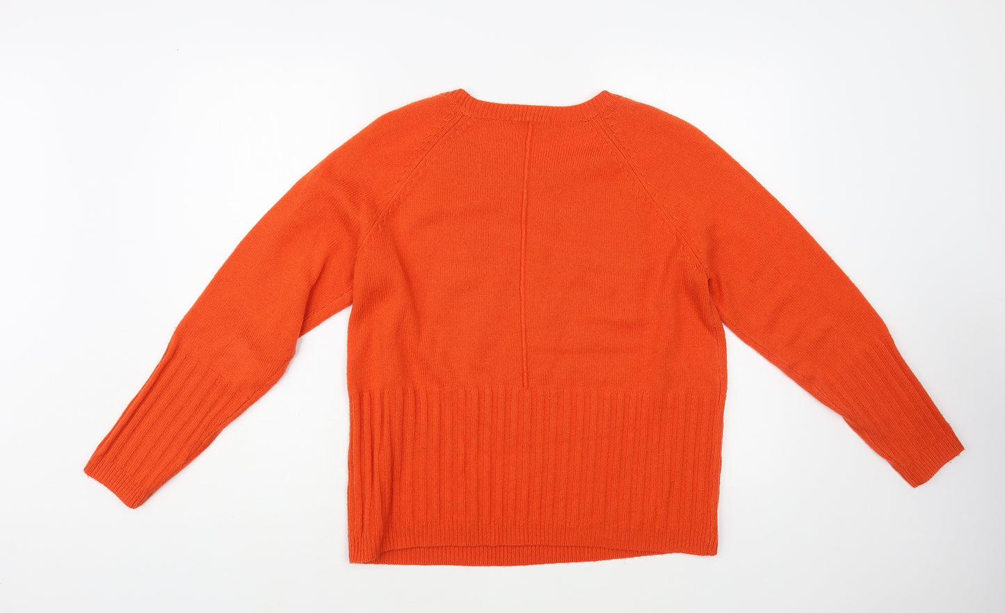 TU Womens Orange Boat Neck Acrylic Pullover Jumper Size 14