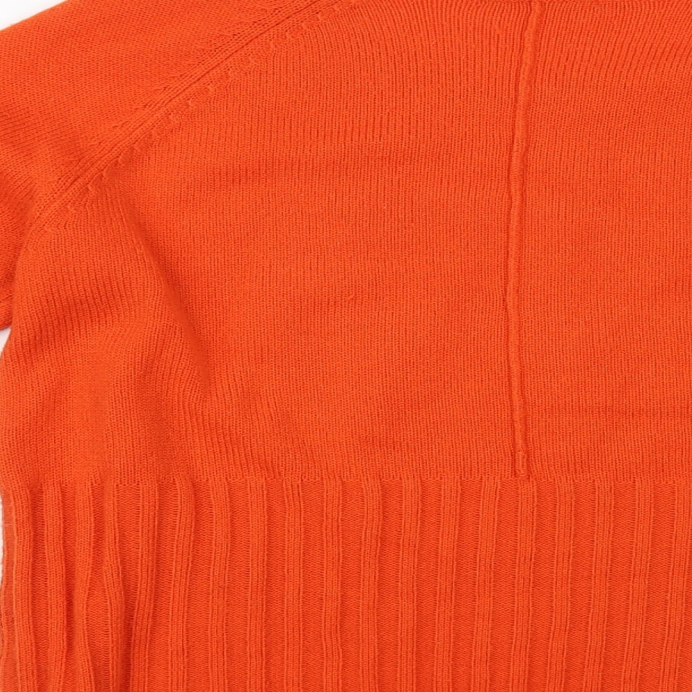 TU Womens Orange Boat Neck Acrylic Pullover Jumper Size 14