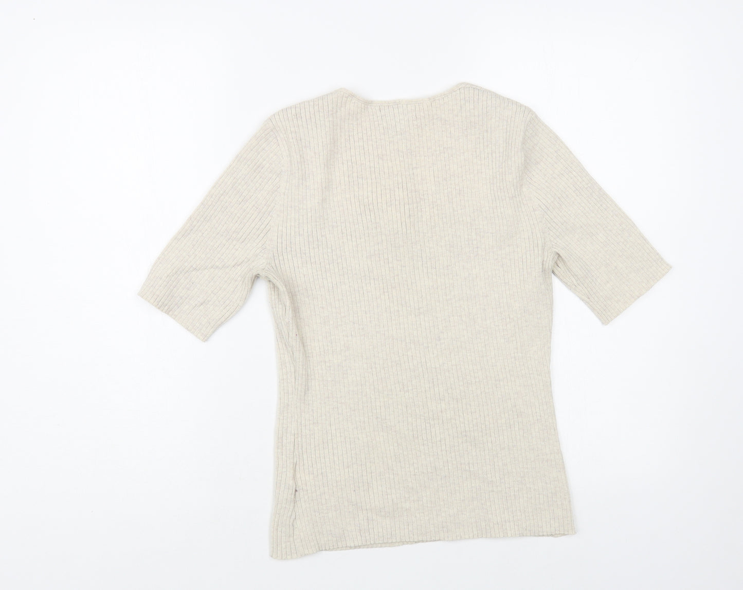H&M Womens Beige Square Neck Polyester Pullover Jumper Size S