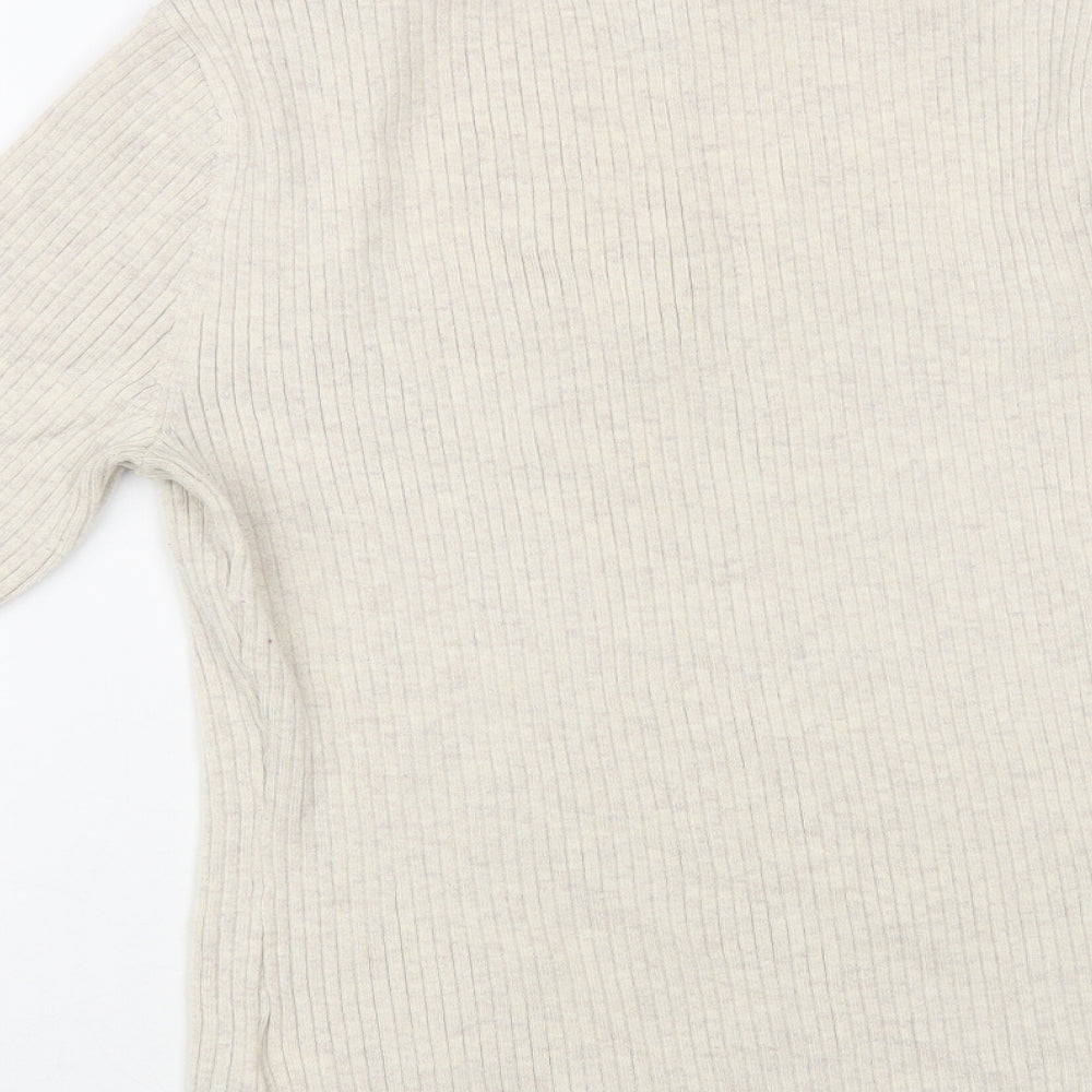 H&M Womens Beige Square Neck Polyester Pullover Jumper Size S