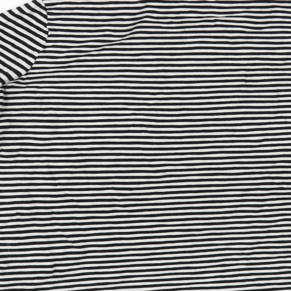 NEXT Womens White Striped Cotton Basic T-Shirt Size 12 Roll Neck