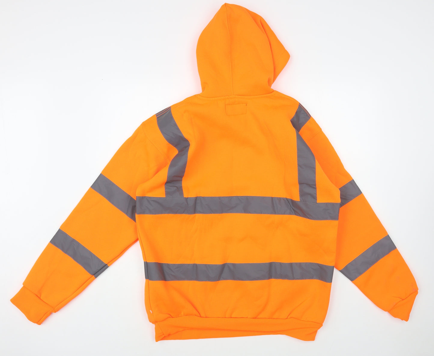 TURNHOUT Mens Orange Striped Cotton Pullover Hoodie Size XL - Hi Vis Work Hoodie