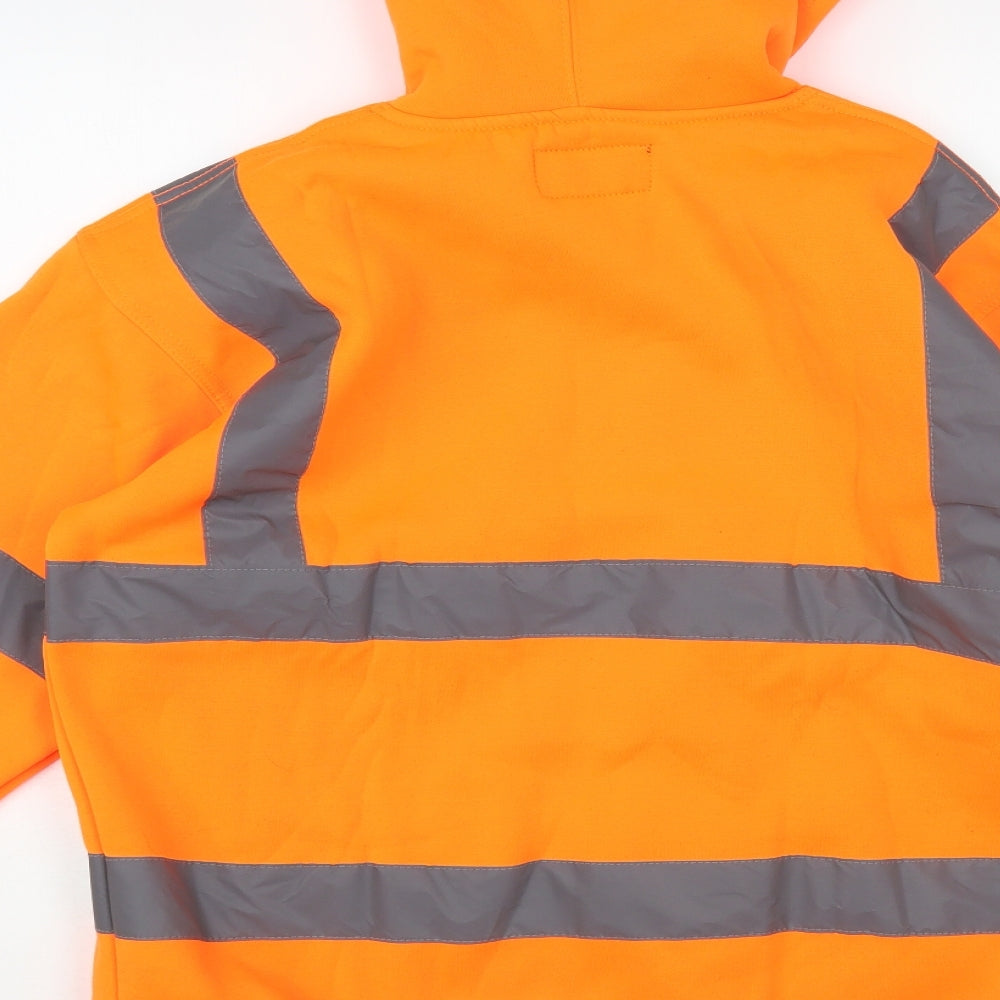 TURNHOUT Mens Orange Striped Cotton Pullover Hoodie Size XL - Hi Vis Work Hoodie