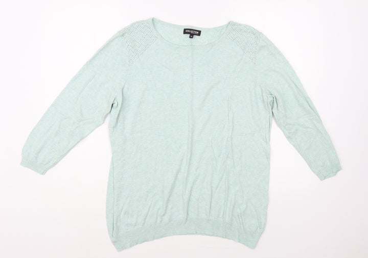 Debenhams Womens Green Boat Neck Cotton Pullover Jumper Size 16