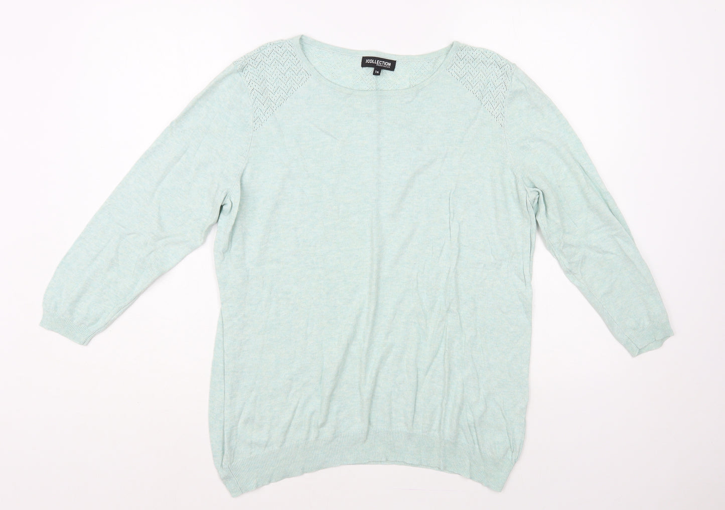 Debenhams Womens Green Boat Neck Cotton Pullover Jumper Size 16
