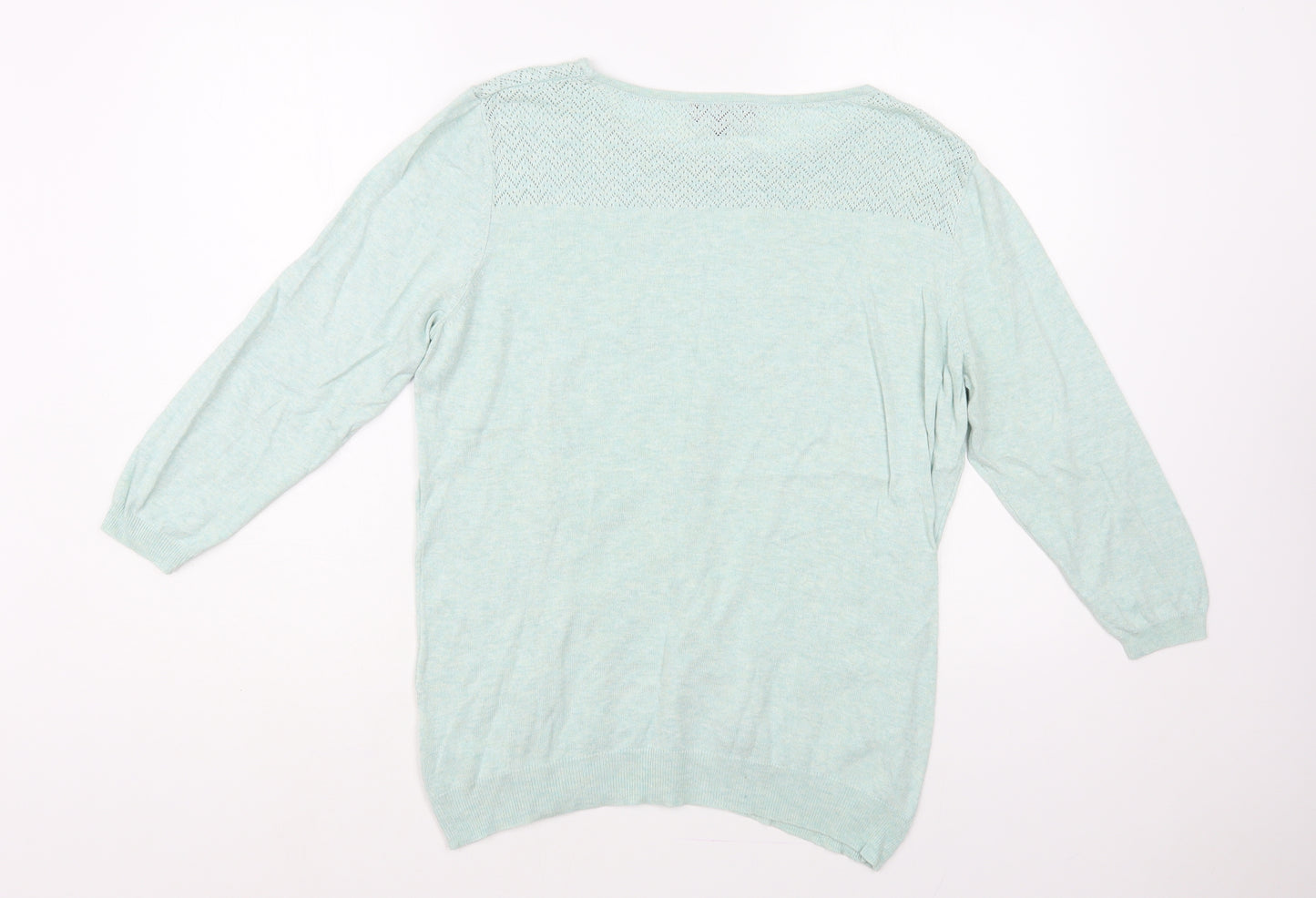 Debenhams Womens Green Boat Neck Cotton Pullover Jumper Size 16