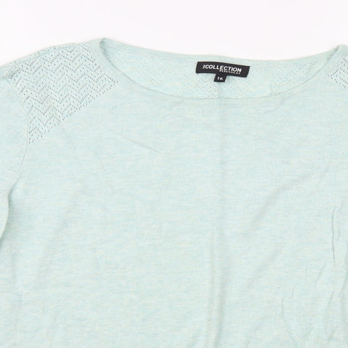 Debenhams Womens Green Boat Neck Cotton Pullover Jumper Size 16