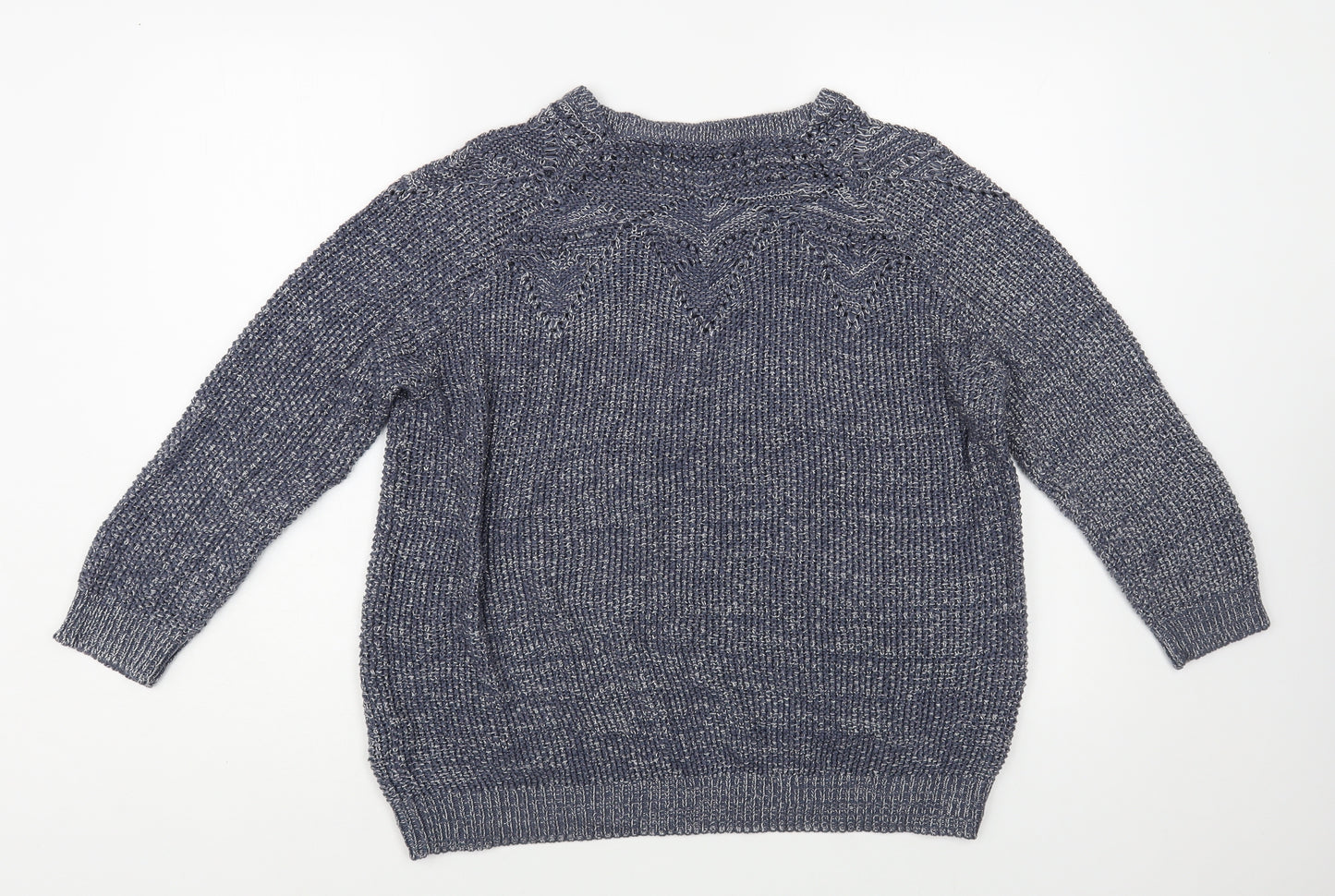 Principles Womens Blue Crew Neck Acrylic Pullover Jumper Size 16
