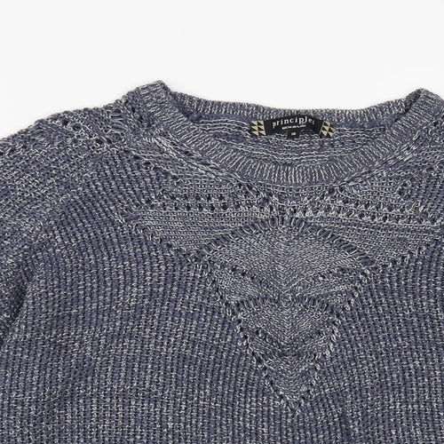 Principles Womens Blue Crew Neck Acrylic Pullover Jumper Size 16