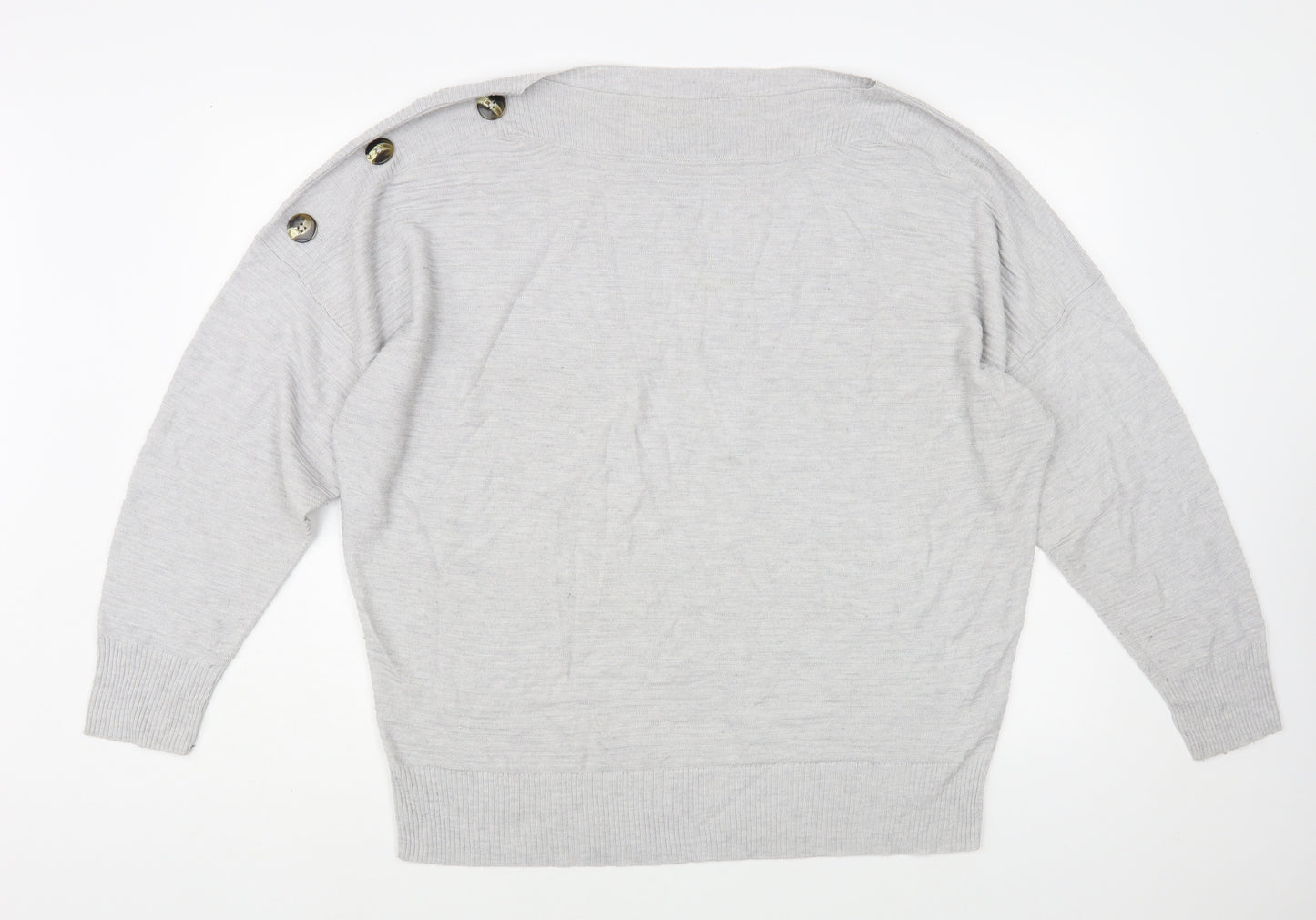 F&F Womens Grey Boat Neck Acrylic Pullover Jumper Size 20
