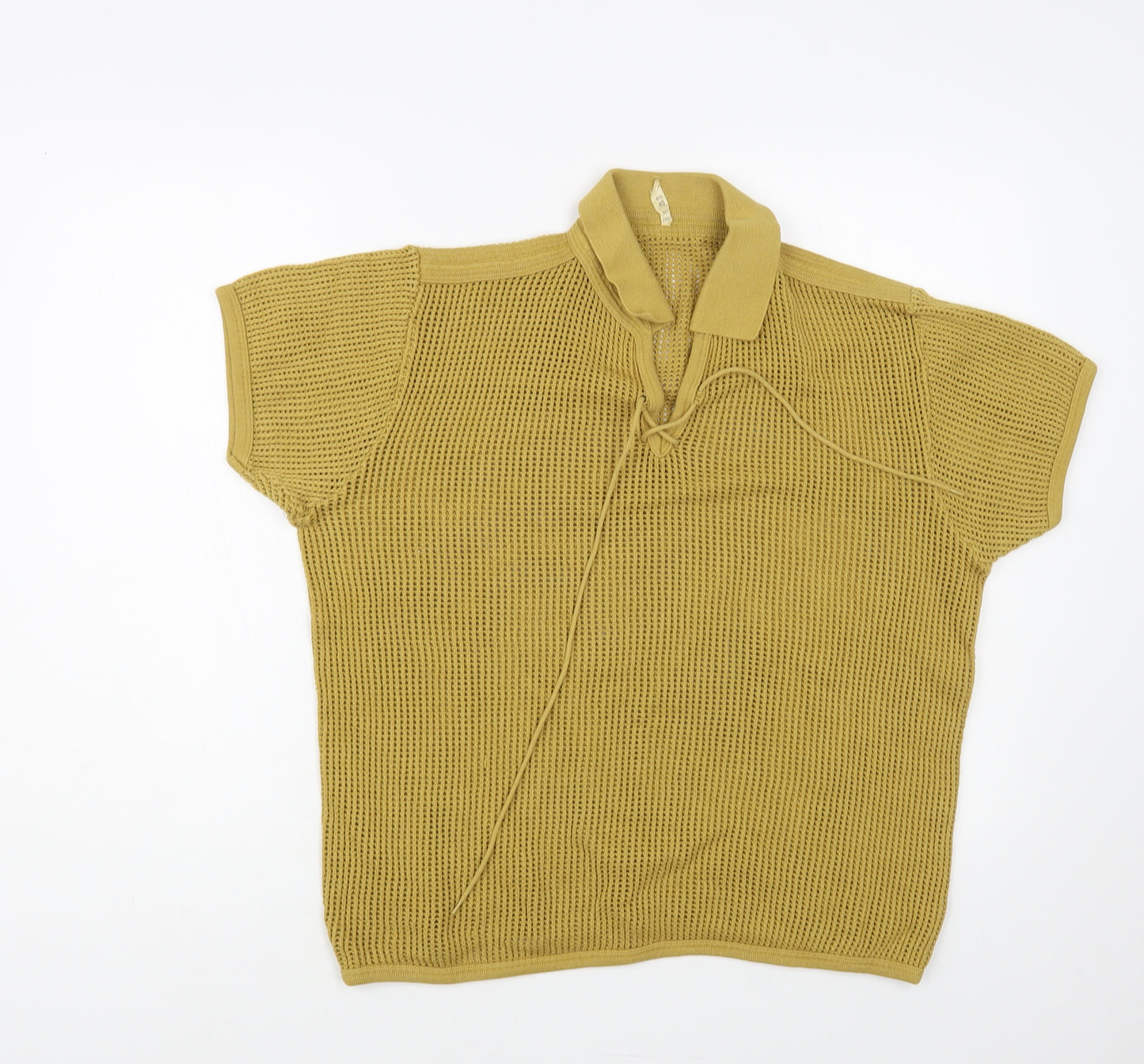 Preworn Womens Yellow Collared Cotton Pullover Jumper Size 12