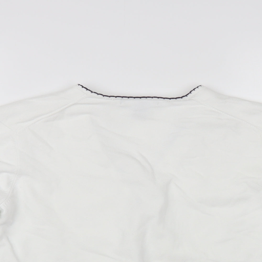 Lands' End Womens White V-Neck Cotton Cardigan Jumper Size S