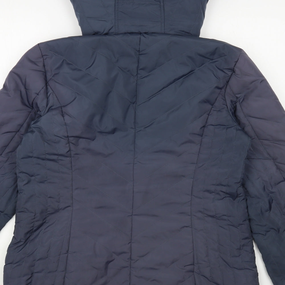 Dennis Basso Womens Blue Quilted Jacket Size M Zip