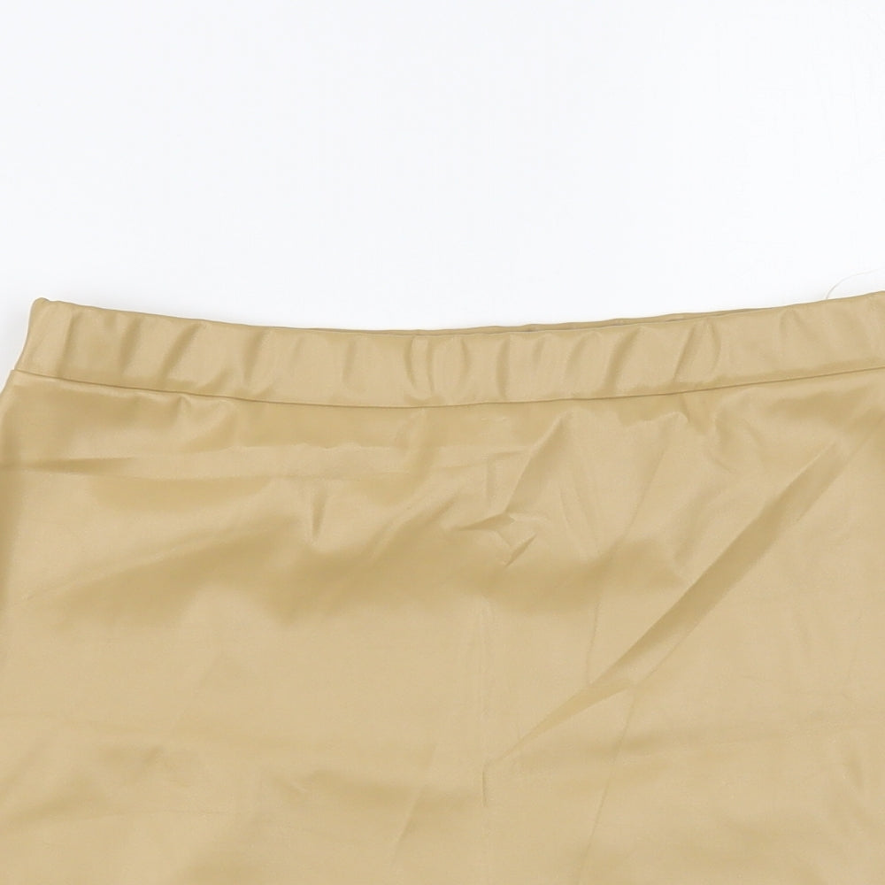 Quiz Womens Beige Polyester Mini Skirt Size 8 - Faux Leather