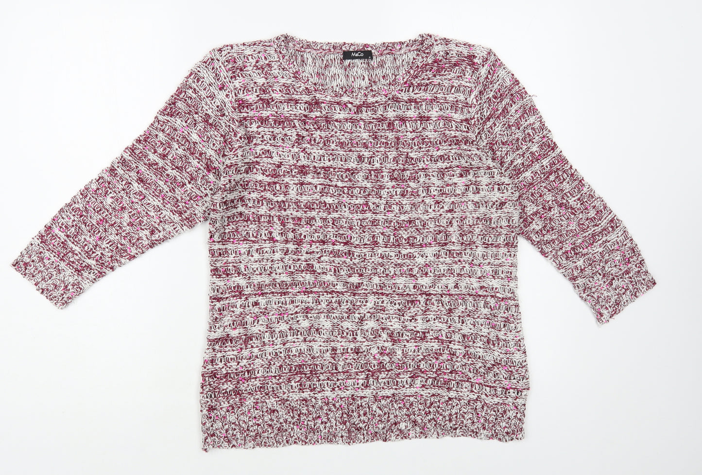 M&Co Womens Purple Boat Neck Acrylic Pullover Jumper Size 14
