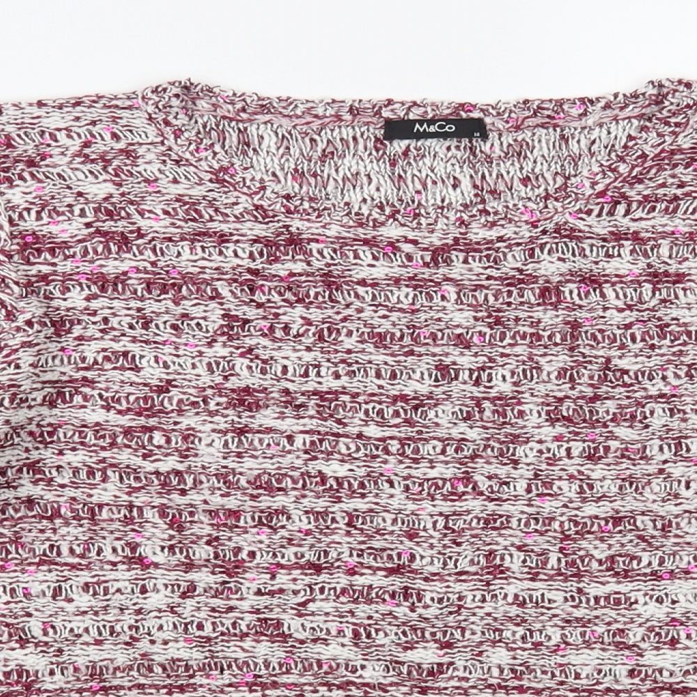 M&Co Womens Purple Boat Neck Acrylic Pullover Jumper Size 14