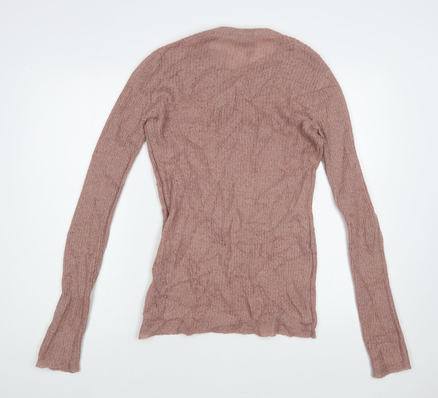 Yas Womens Pink Crew Neck Acrylic Pullover Jumper Size S