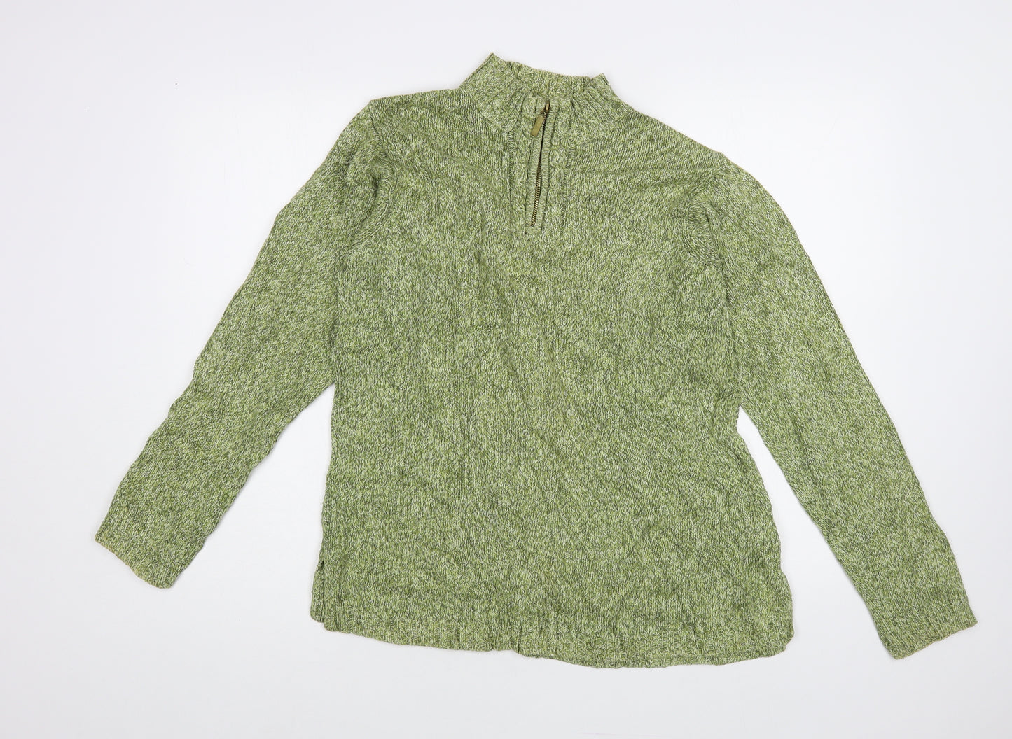Jumper Womens Green High Neck Cotton Pullover Jumper Size M