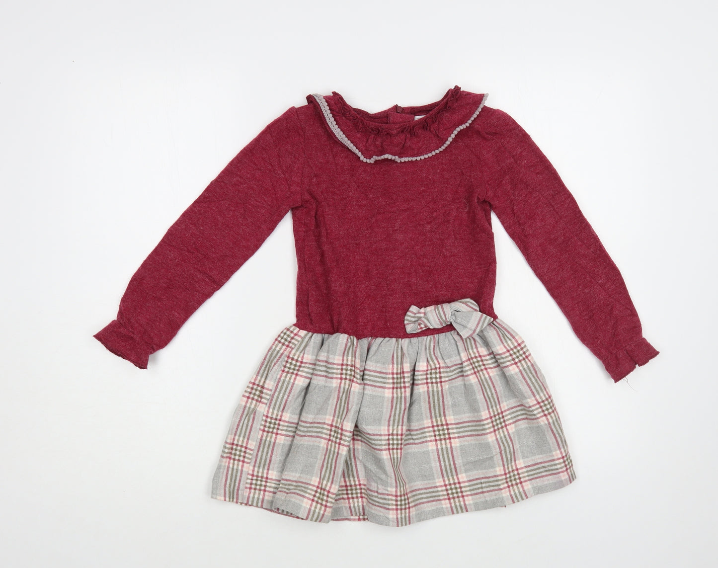 Confecciones Alber Girls Purple Plaid Polyester Jumper Dress Size 7 Years Collared Zip