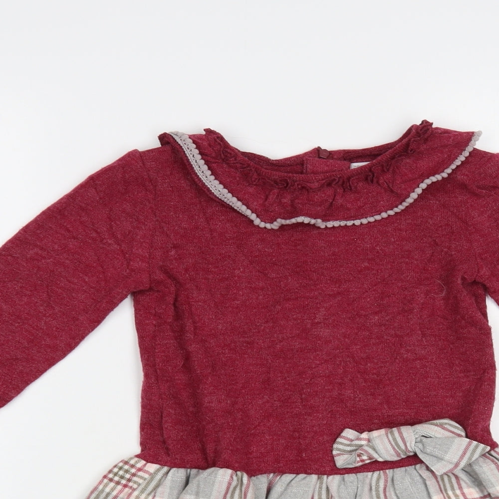Confecciones Alber Girls Purple Plaid Polyester Jumper Dress Size 7 Years Collared Zip