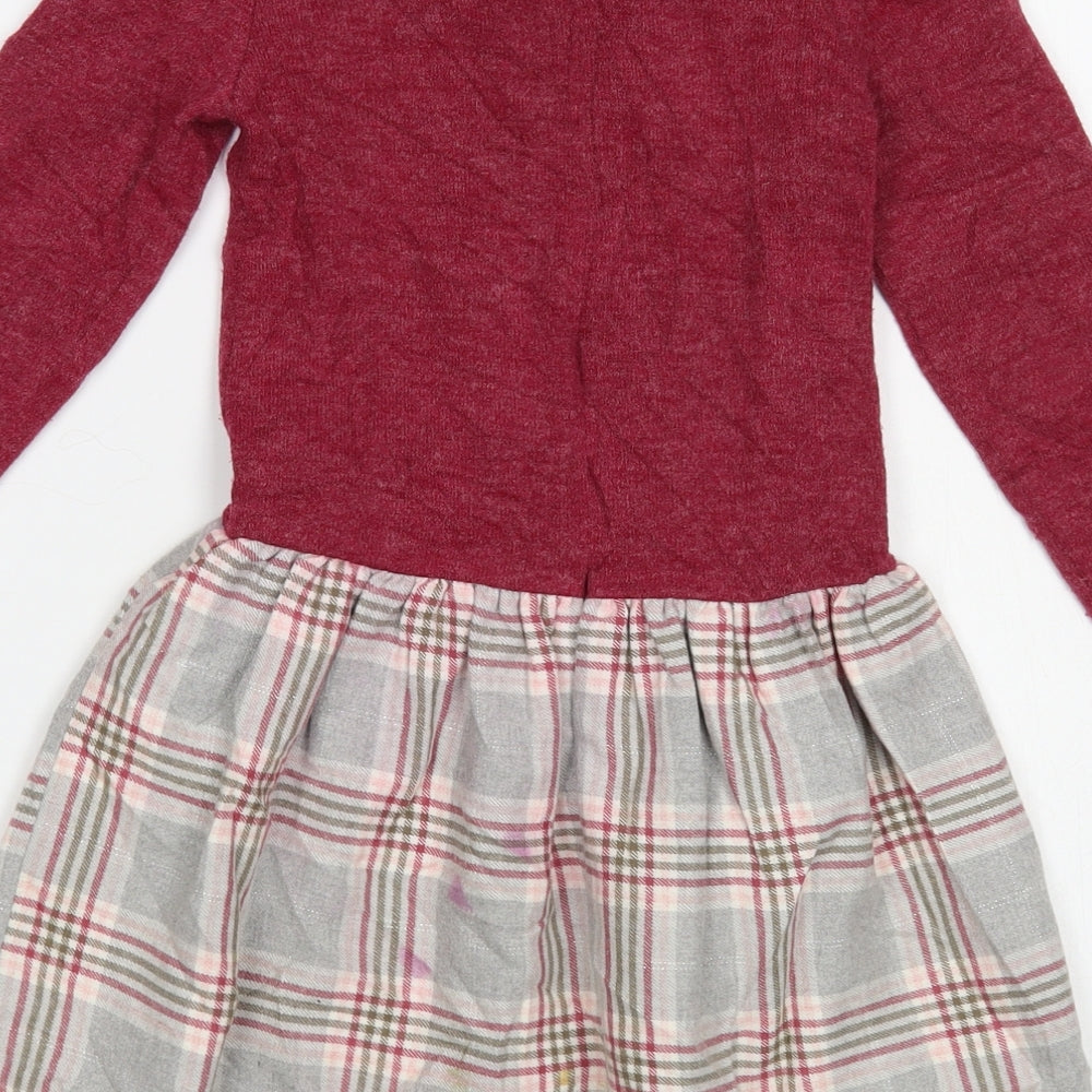 Confecciones Alber Girls Purple Plaid Polyester Jumper Dress Size 7 Years Collared Zip