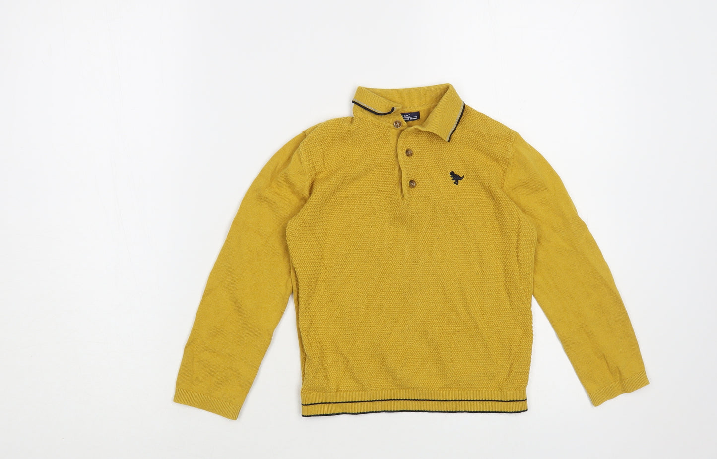 NEXT Boys Yellow Collared Cotton Pullover Jumper Size 4-5 Years Pullover