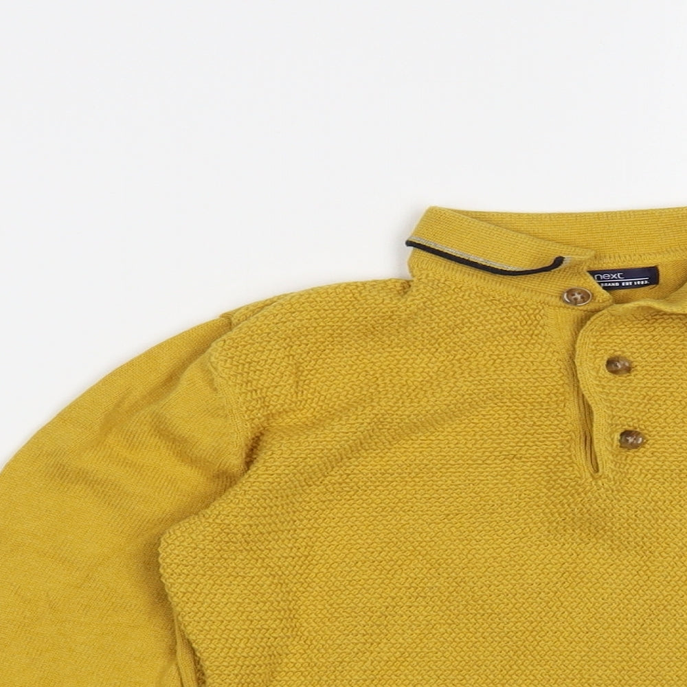 NEXT Boys Yellow Collared Cotton Pullover Jumper Size 4-5 Years Pullover