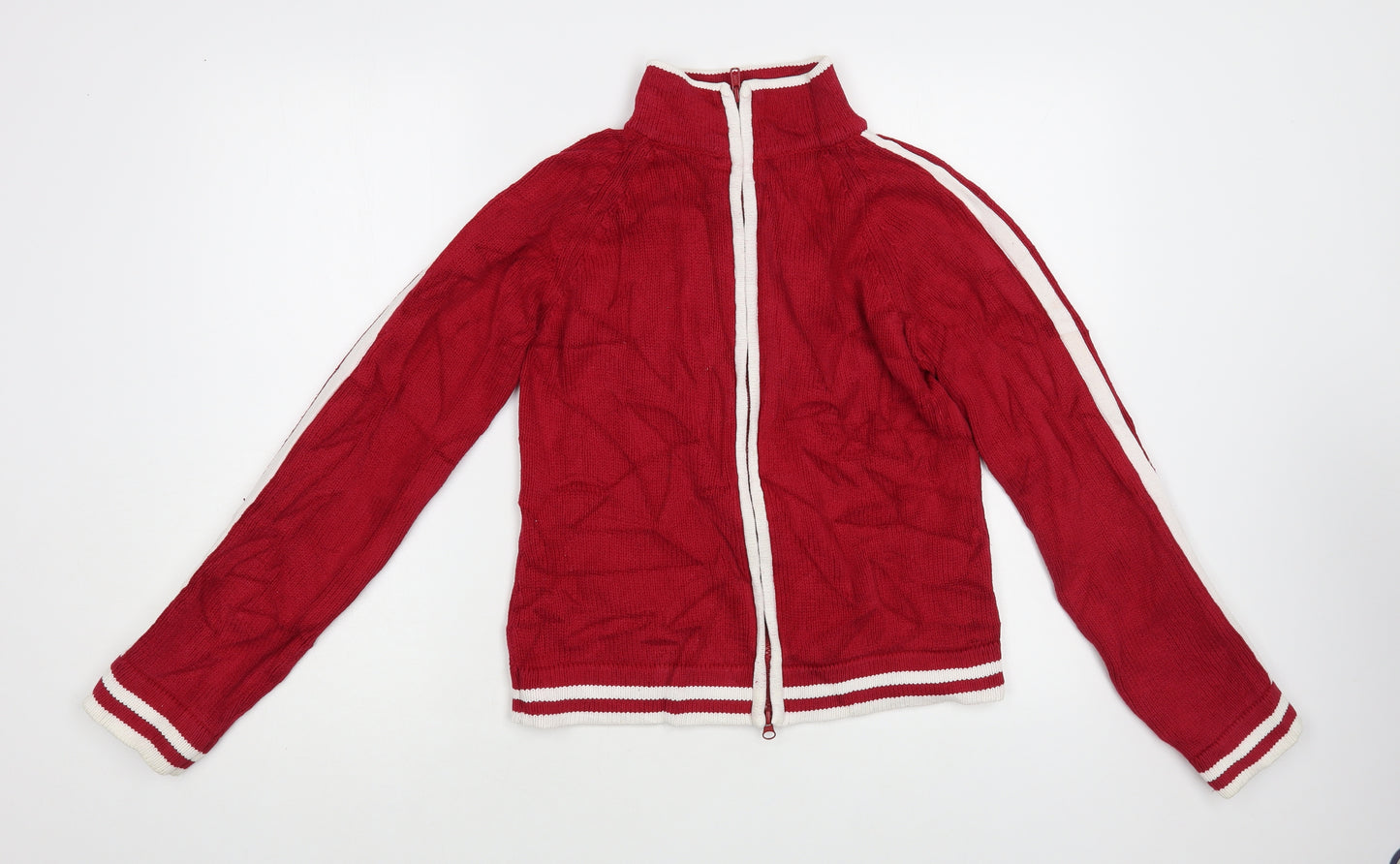 Dorothy Perkins Womens Red High Neck Cotton Full Zip Jumper Size 12