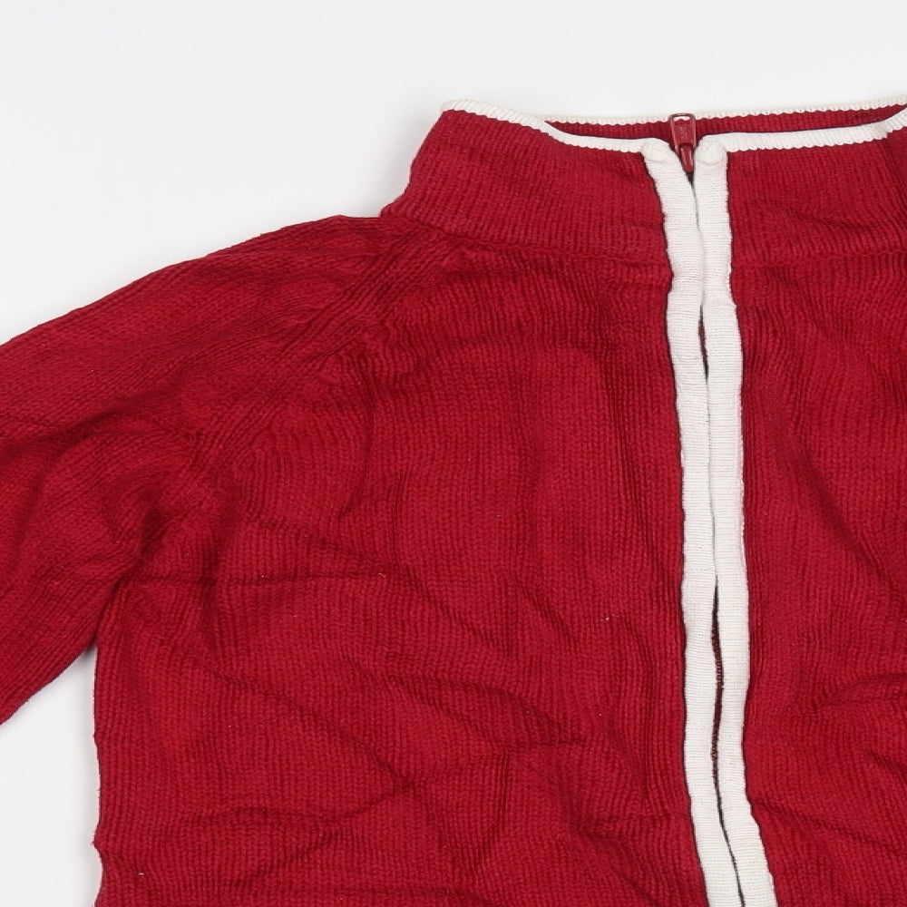Dorothy Perkins Womens Red High Neck Cotton Full Zip Jumper Size 12