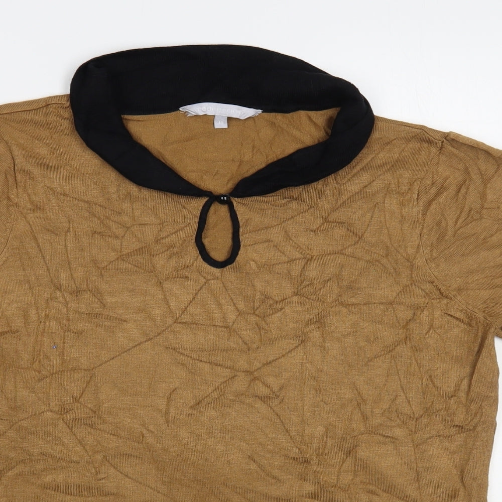 Red Herring Womens Brown Collared Viscose Pullover Jumper Size 16