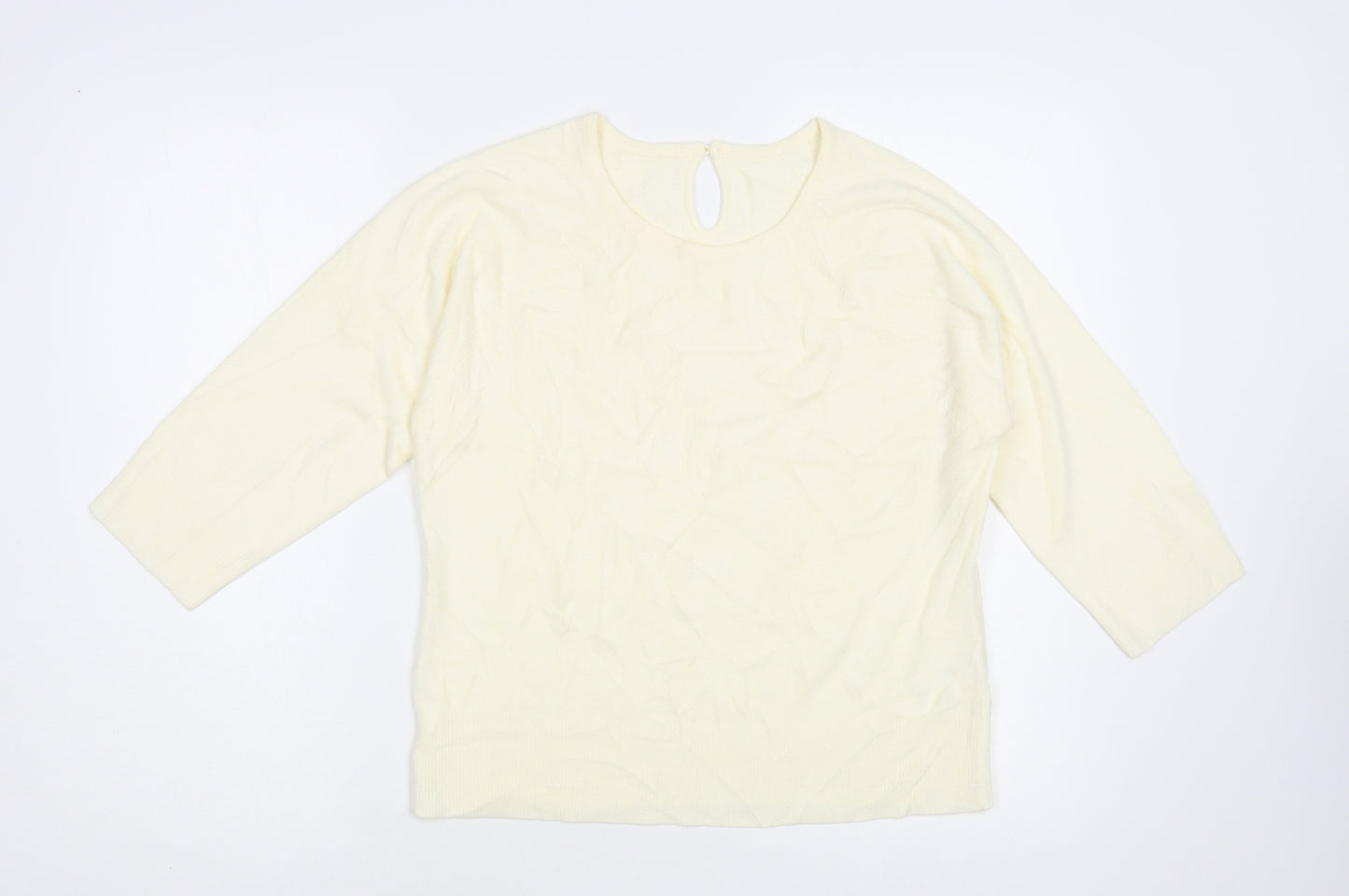 BHS Womens Ivory Crew Neck Acrylic Pullover Jumper Size 14