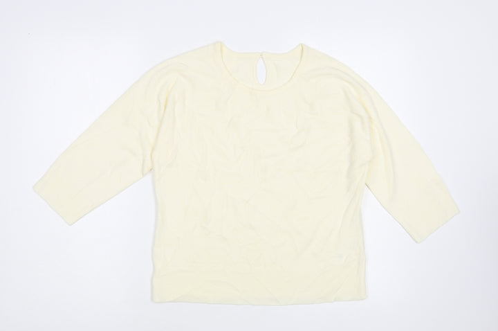 BHS Womens Ivory Crew Neck Acrylic Pullover Jumper Size 14