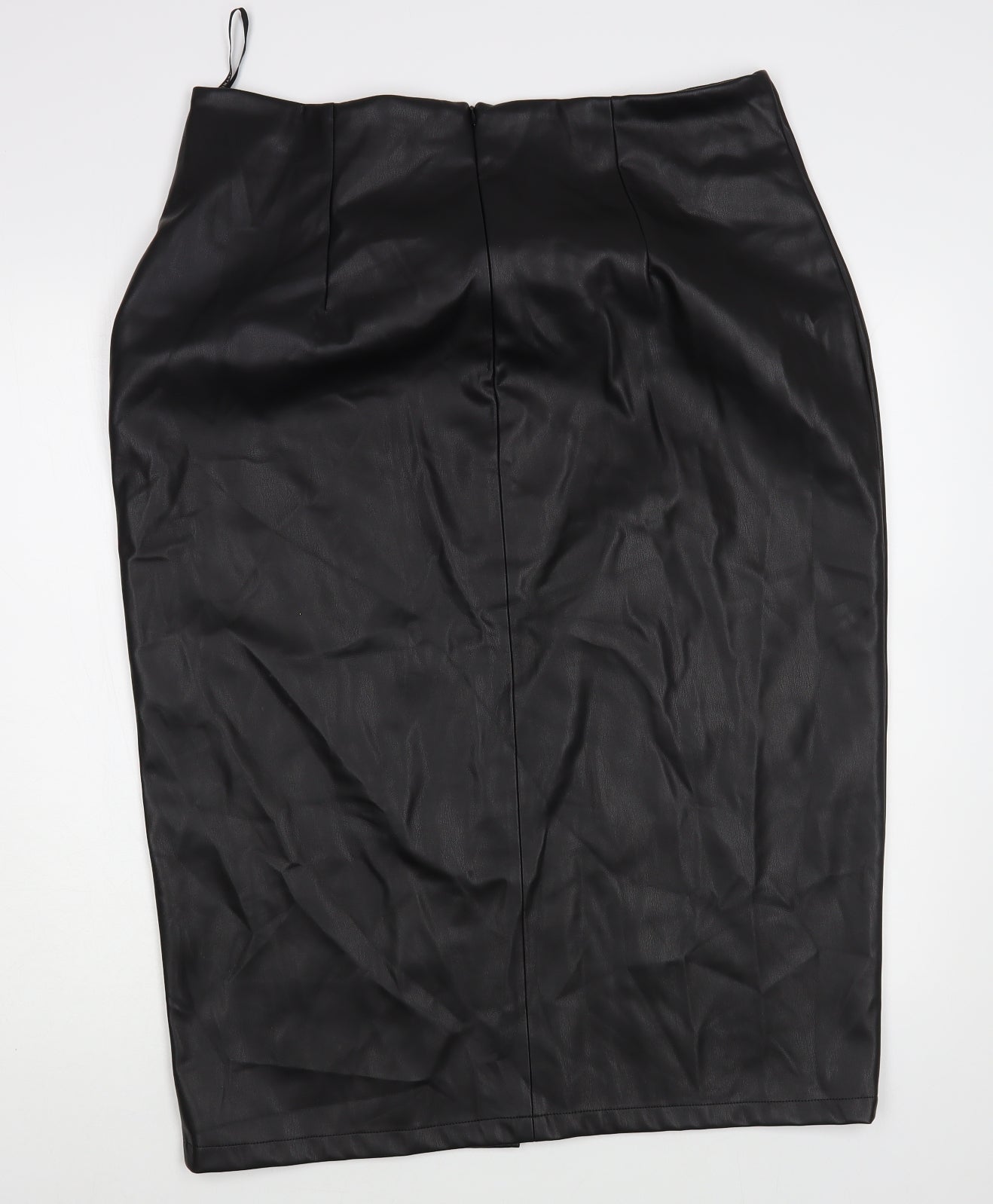 Primark Womens Black Polyester Straight & Pencil Skirt Size 18 Zip - Faux Leather