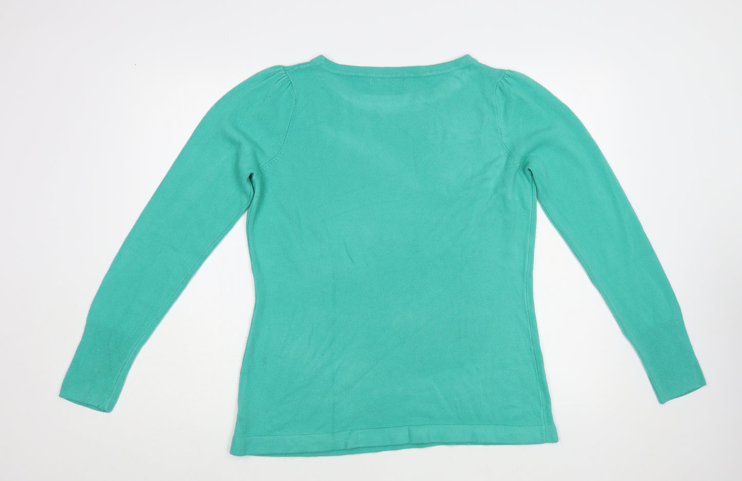 George Womens Green Boat Neck Acrylic Pullover Jumper Size 16