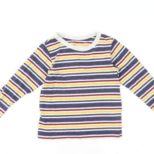 Dunnes Stores Boys Multicoloured Striped Cotton Basic T-Shirt Size 2-3 Years Round Neck
