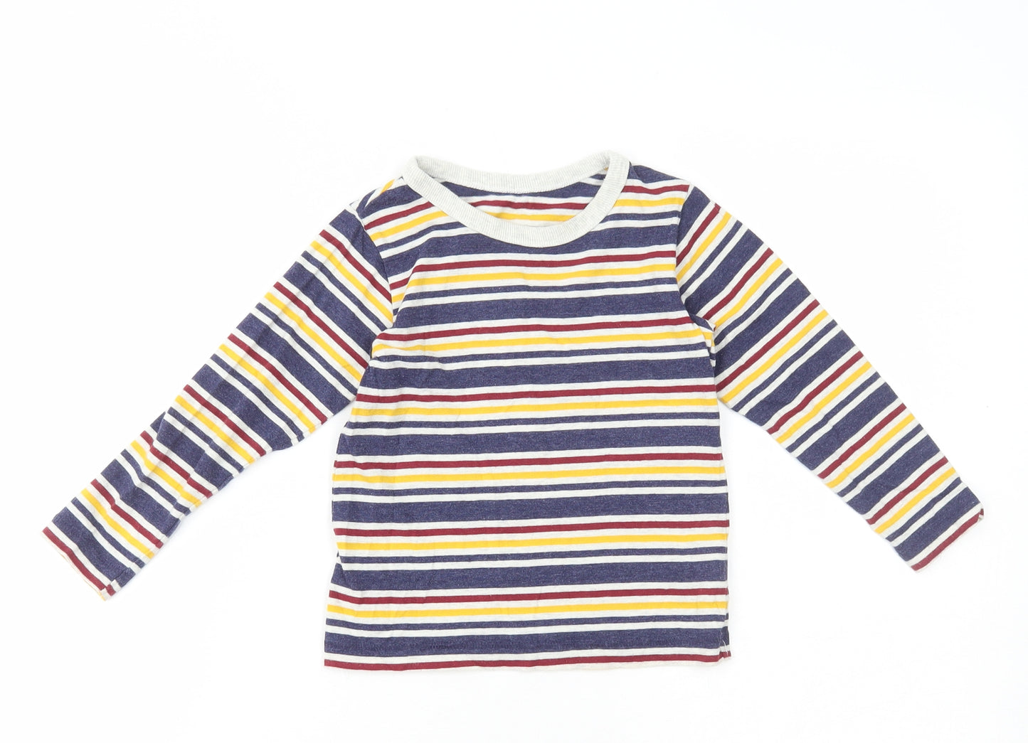 Dunnes Stores Boys Multicoloured Striped Cotton Basic T-Shirt Size 2-3 Years Round Neck