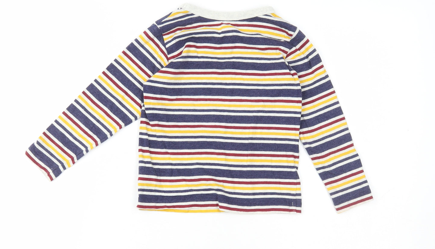 Dunnes Stores Boys Multicoloured Striped Cotton Basic T-Shirt Size 2-3 Years Round Neck
