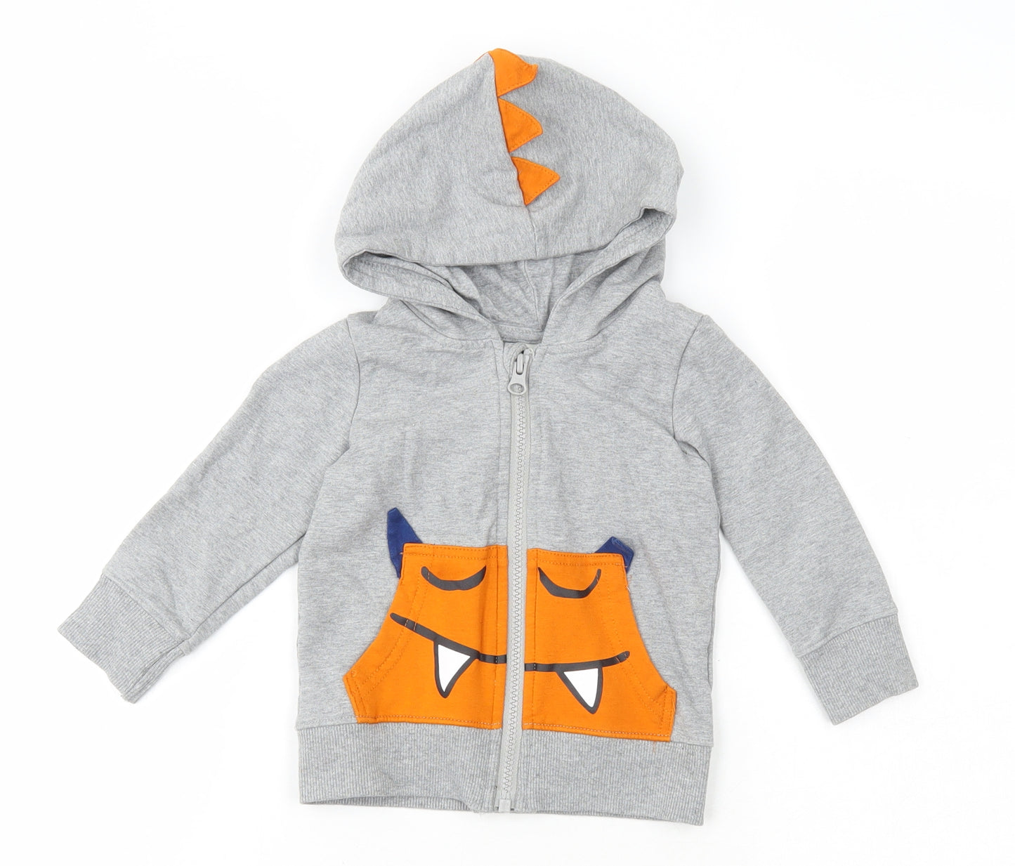 name it Boys Grey Cotton Full Zip Jumper Size 9-12 Months