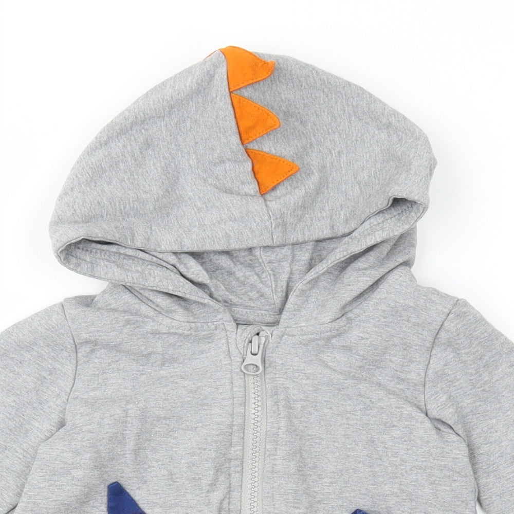name it Boys Grey Cotton Full Zip Jumper Size 9-12 Months