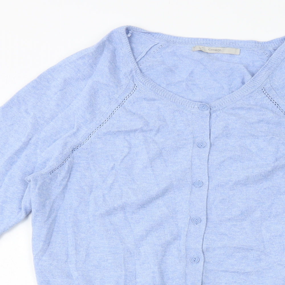 George Womens Blue Round Neck Cotton Cardigan Jumper Size 10