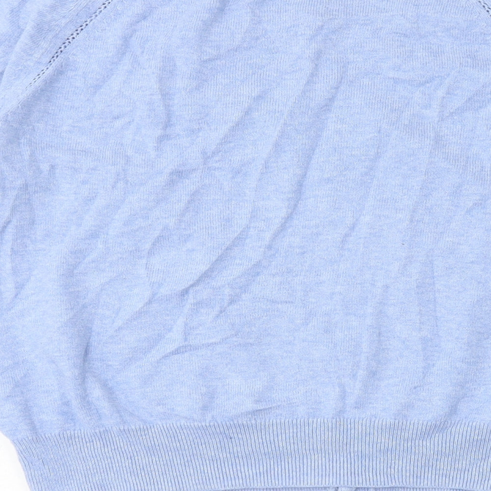 George Womens Blue Round Neck Cotton Cardigan Jumper Size 10