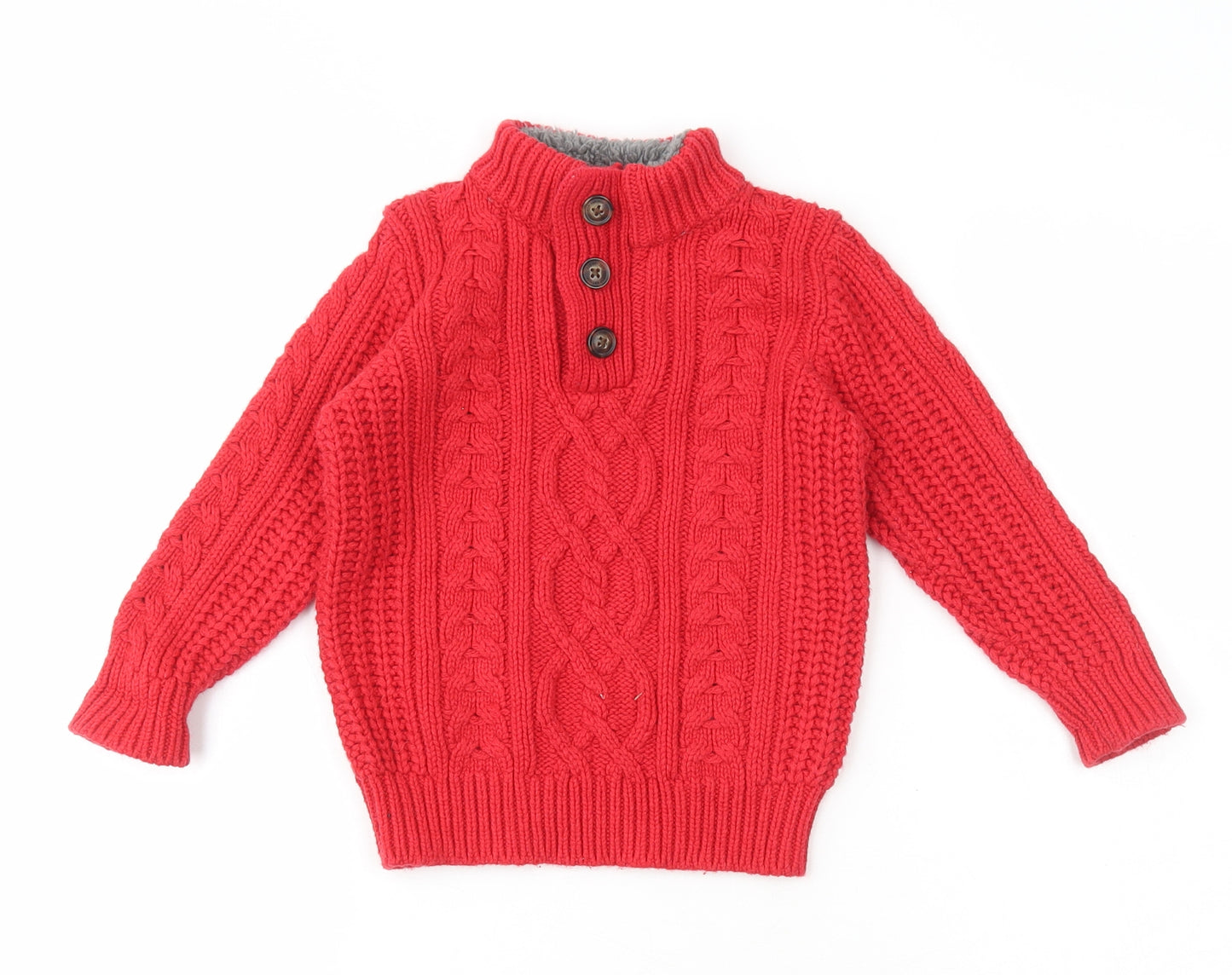 Gap Boys Red Collared Cotton Henley Jumper Size 2 Years