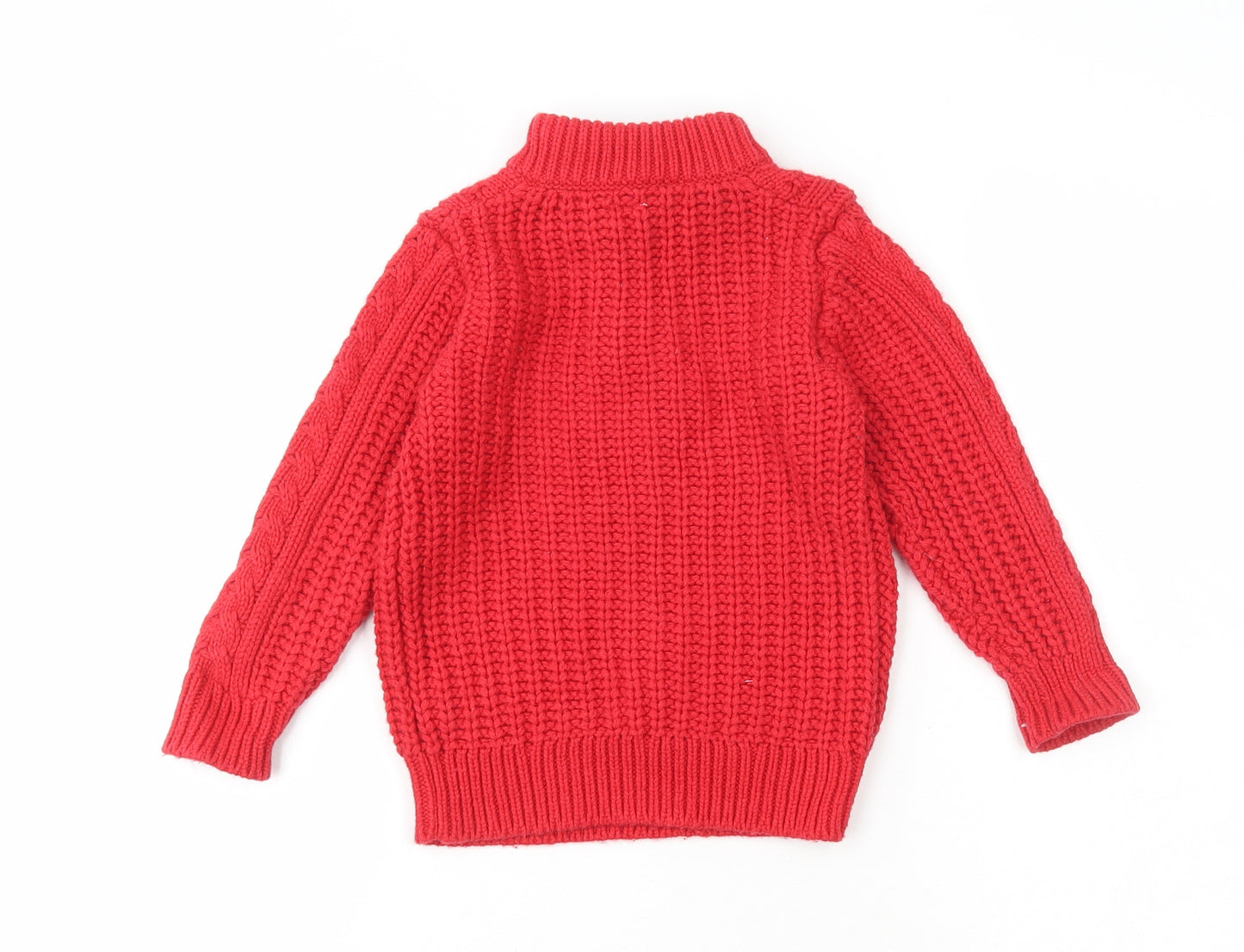 Gap Boys Red Collared Cotton Henley Jumper Size 2 Years