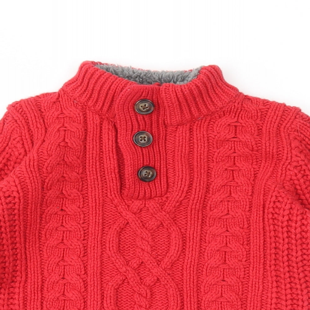 Gap Boys Red Collared Cotton Henley Jumper Size 2 Years