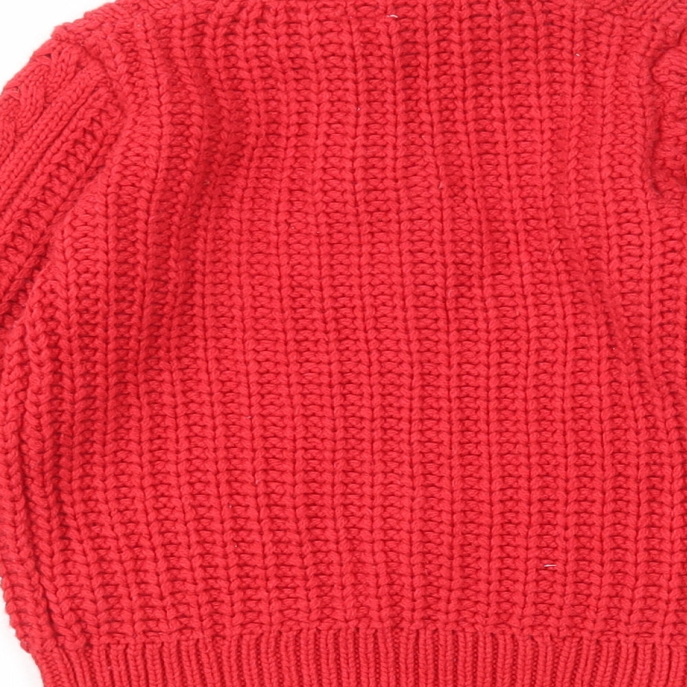 Gap Boys Red Collared Cotton Henley Jumper Size 2 Years
