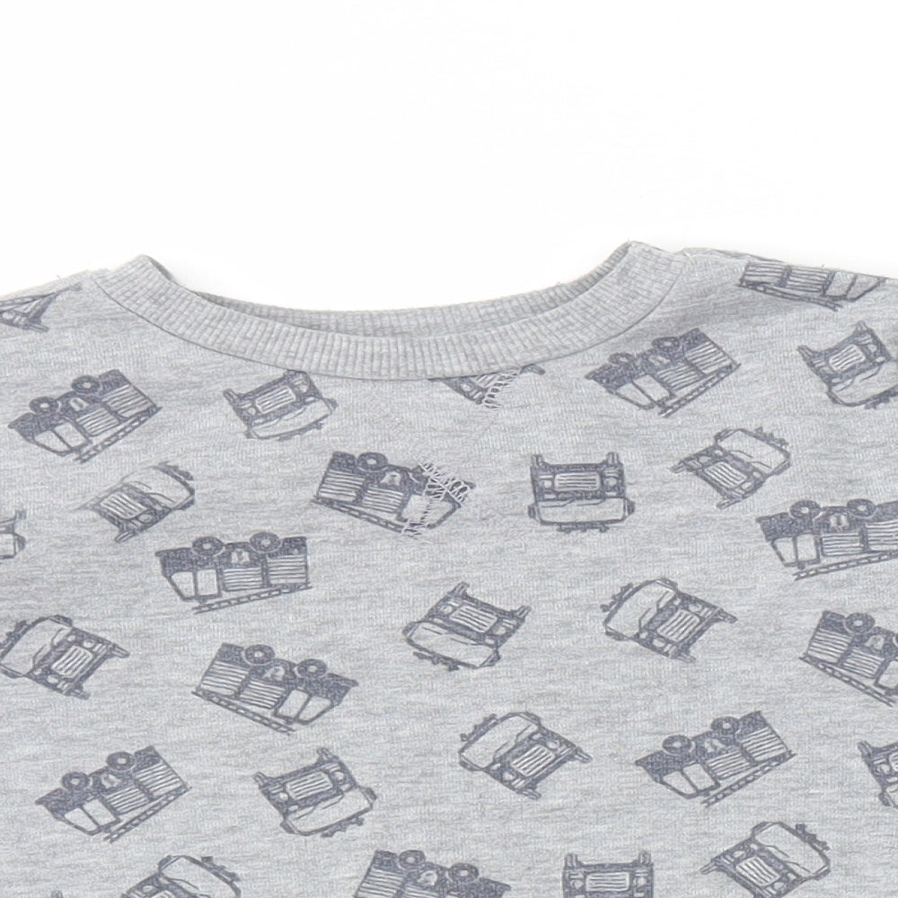 Debenhams Boys Grey Round Neck Cotton Pullover Jumper Size 2-3 Years - Fire Engine