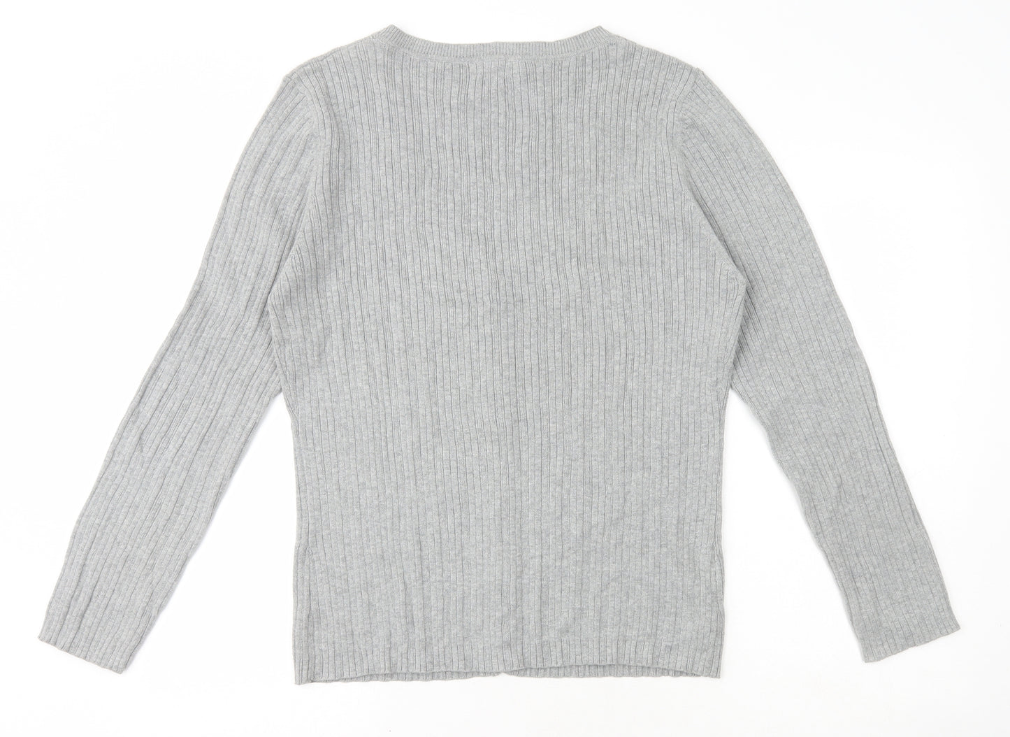 Papaya Womens Grey V-Neck Cotton Cardigan Jumper Size 20