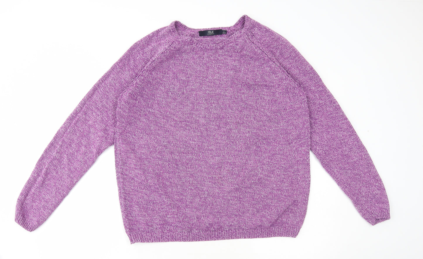 Edinburgh Woollen Mill Womens Purple Scoop Neck Cotton Pullover Jumper Size L