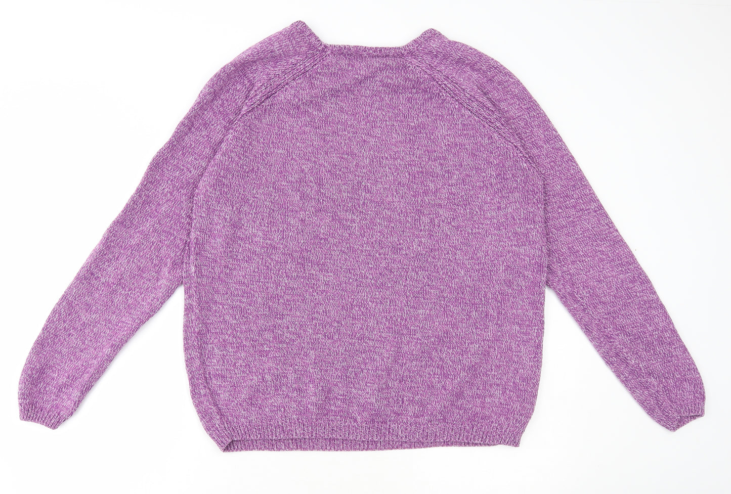 Edinburgh Woollen Mill Womens Purple Scoop Neck Cotton Pullover Jumper Size L