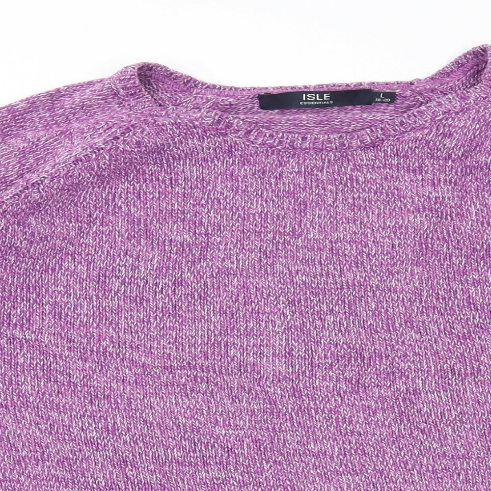 Edinburgh Woollen Mill Womens Purple Scoop Neck Cotton Pullover Jumper Size L